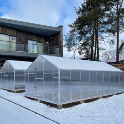 Gampre Serre de jardin en polycarbonate Gris 14.3m²