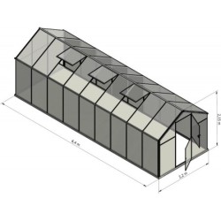 Gampre Serre de jardin en polycarbonate Gris 14.3m²