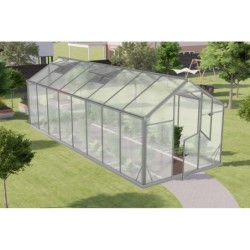 Gampre Serre de jardin en polycarbonate Gris 12.54m²