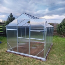 Gampre Serre de jardin en polycarbonate Gris 3.3m²
