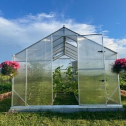 Gampre Serre de jardin en polycarbonate Gris 9.8m²