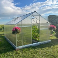 Gampre Serre de jardin en polycarbonate Gris 9.8m²