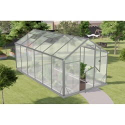 Gampre Serre de jardin en polycarbonate Gris 9.8m²