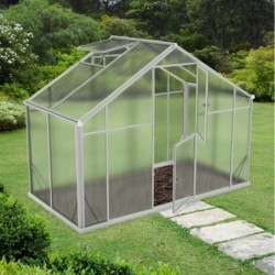 Gampre Serre de jardin en polycarbonate Gris 4.35m²