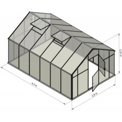 Gampre Serre de jardin en polycarbonate Gris 12.5m²