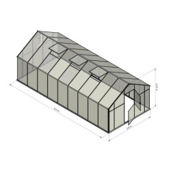 Gampre Serre de jardin en polycarbonate Gris 18.60m²