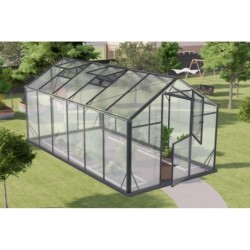 Gampre Serre de jardin en verre Gris 9.8m²