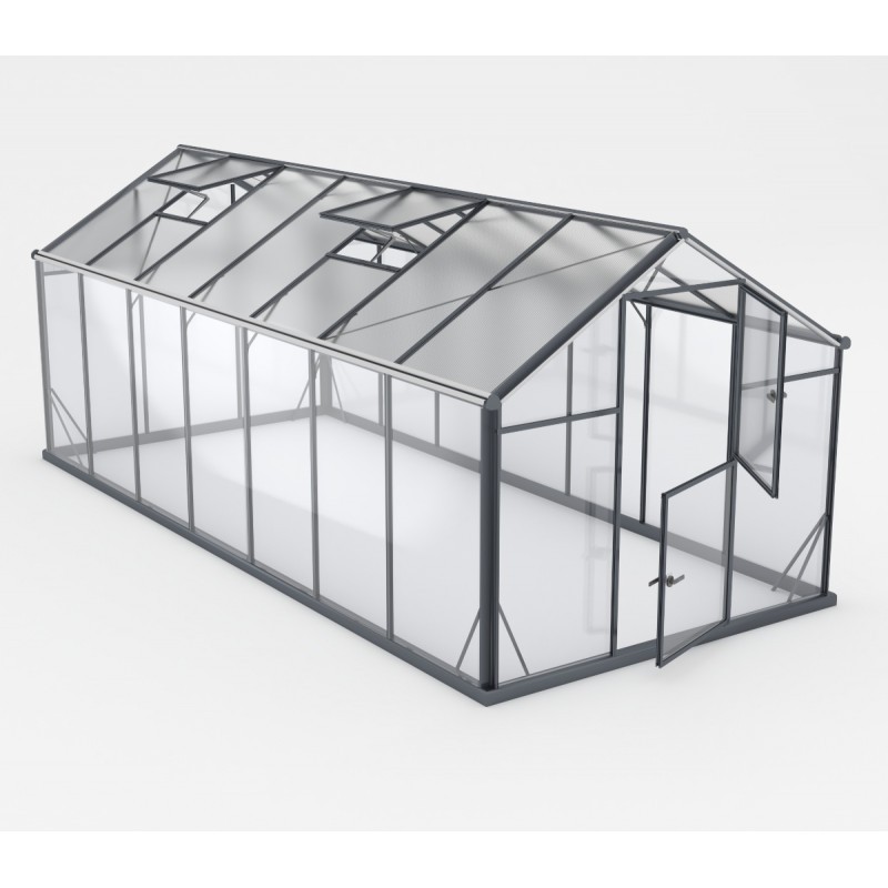 Gampre Serre de jardin en verre Gris 11m² Gampre Serre de jardin en verre Gris 11m²