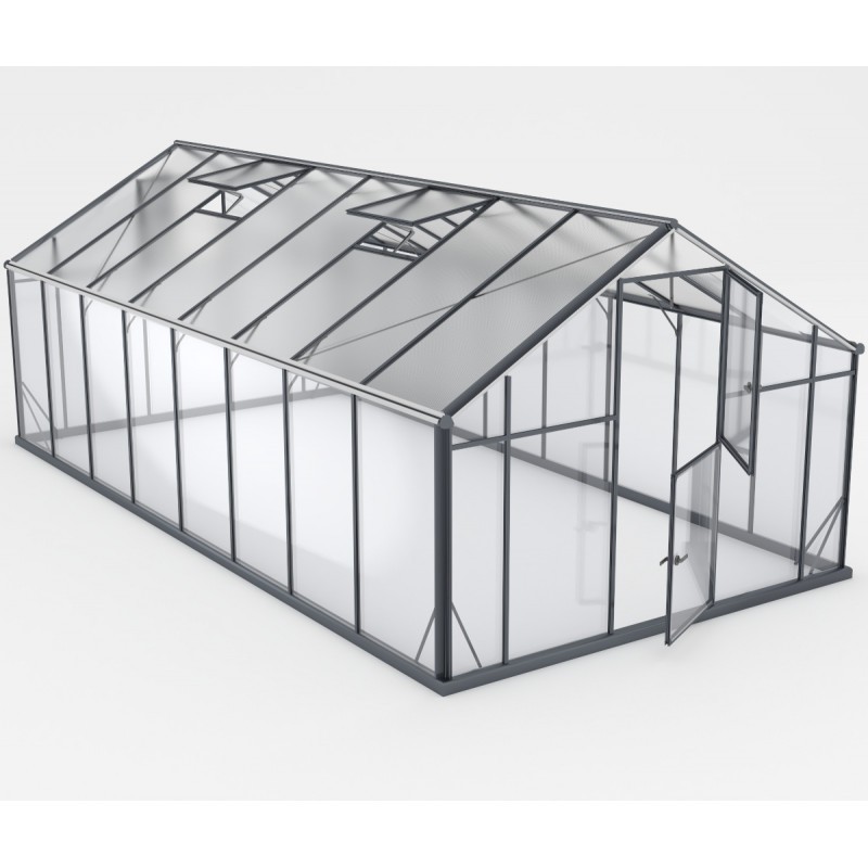 Gampre Serre de jardin en verre Gris 16.53m²
