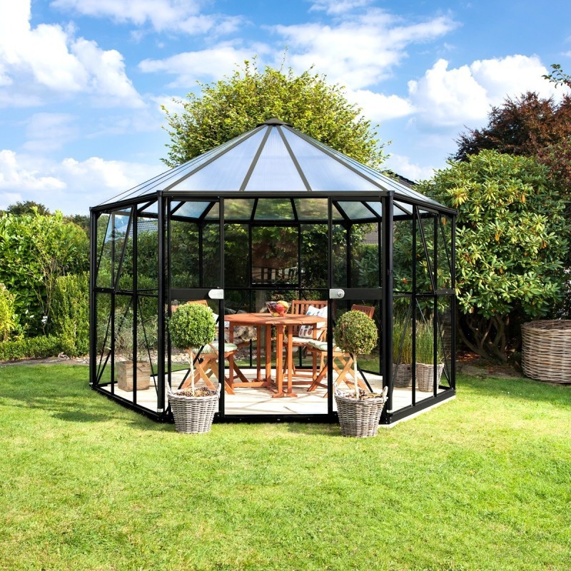 Vitavia Serre de jardin en verre Noir 9m²