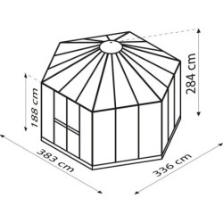 Vitavia Serre de jardin en verre Noir 9m²