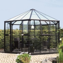 Vitavia Serre de jardin en verre Noir 9m²