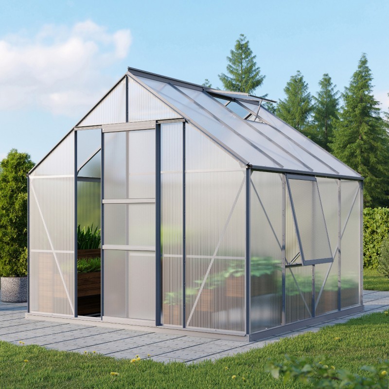 Vitavia Serre de jardin en polycarbonate Gris 6.7m² Vitavia Serre de jardin en polycarbonate Gris 6.7m²