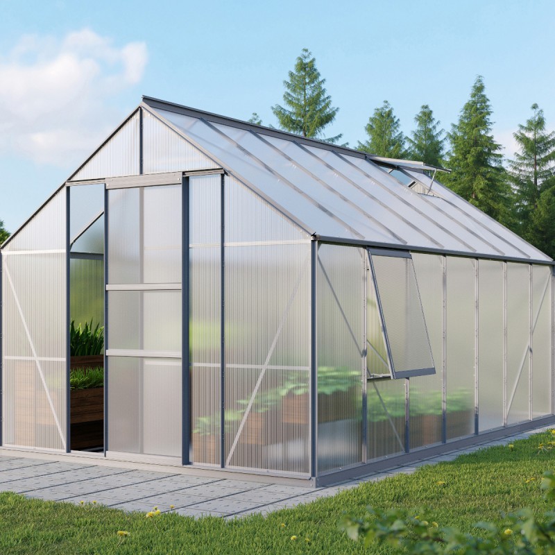 Vitavia Serre de jardin en polycarbonate Gris 11.5m² Vitavia Serre de jardin en polycarbonate Gris 11.5m²