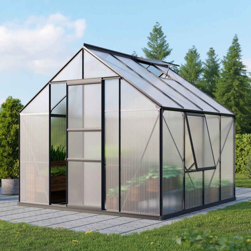 Vitavia Serre de jardin en polycarbonate Noir 6.7m² Vitavia Serre de jardin en polycarbonate Noir 6.7m²