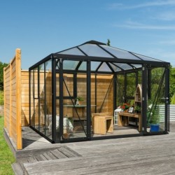 Vitavia Serre de jardin en verre Noir 10.2m²