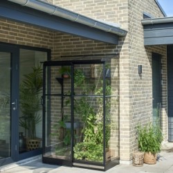 Halls Serre de jardin en verre Noir 0.8m²