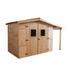 Abri de jardin en bois brut 4,08m² + bûcher 2,08m² + plancher