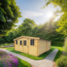 Abri de jardin en bois massif 20m² – madriers 28mm - Habrita