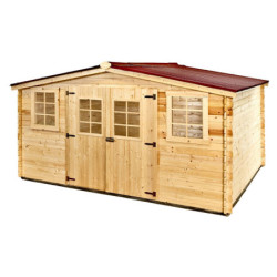 Abri de jardin en bois massif 20m² – madriers 28mm - Habrita