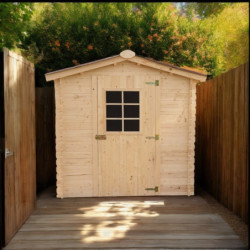 Abri de jardin en bois massif 3,8m² – madriers 20mm - Habrita