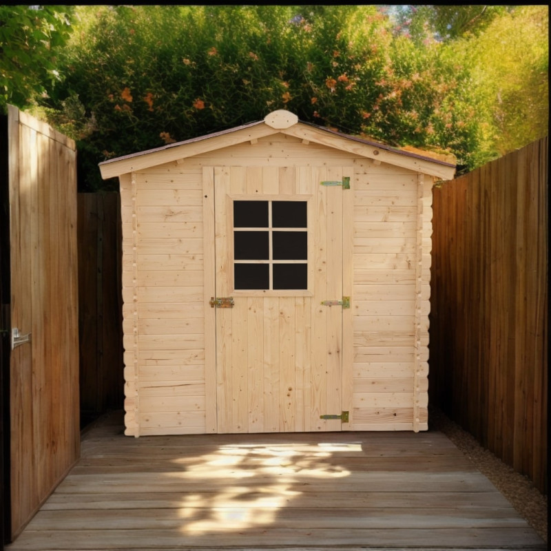 Abri de jardin en bois massif 3,8m² – madriers 20mm - Habrita
