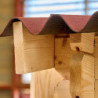 Abri en bois massif 12m² – madriers 28mm + couverture plaques ondulées