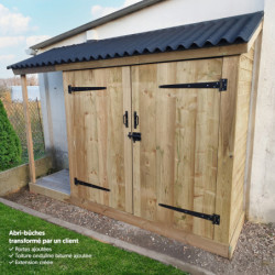 Abri range-bûches 2 stères en bois traité autoclave - Habrita