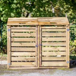 Cache poubelle double en bois massif certifié traité autoclave