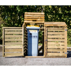 Cache poubelle double en bois massif certifié traité autoclave