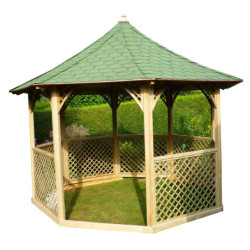Pavillon octogonal en bois massif diamètre de 3,52m avec shingles