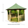 Pavillon octogonal en bois massif diamètre de 3,52m avec shingles