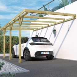 Carport adossé 1 voiture GUS en pin traité autoclave 15,77m²
