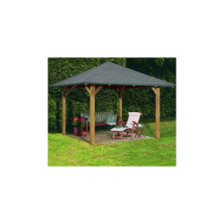 Kiosque carré Bergen 1 en bois FSC – 3,38x3,38m - Karibu