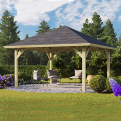 Kiosque carré Holm 1 en bois FSC – 4,31x4,31m - Karibu