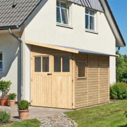 Abri de jardin adossé en bois certifié 4,85m² Juist 3 - Karibu