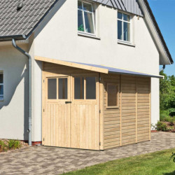 Abri de jardin adossé en bois certifié 4,85m² Juist 3 - Karibu