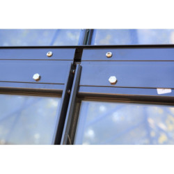 Serre de jardin en aluminium laqué gris et verre trempé 4,65m² + embase