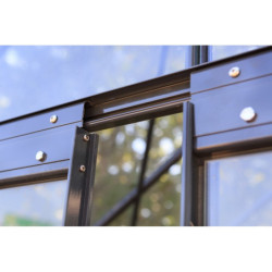 Serre de jardin en aluminium laqué gris et verre trempé 4,65m² + embase