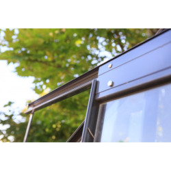 Serre de jardin en aluminium laqué gris et verre trempé 4,65m² + embase