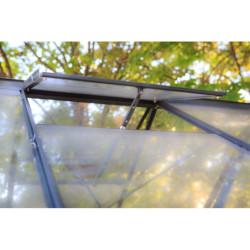 Serre de jardin en aluminium laqué gris et verre trempé 4,65m² + embase