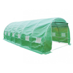 Serre tunnel 18m² avec couverture verte en PE armé 140gr/m² Habrita