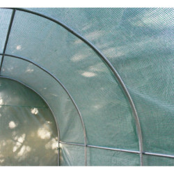 Serre tunnel 18m² avec couverture verte en PE armé 140gr/m² Habrita