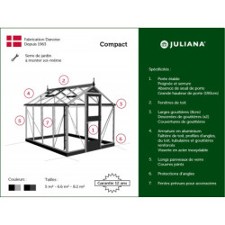 Serre de jardin 5m² en verre trempé Compact Nye - Juliana