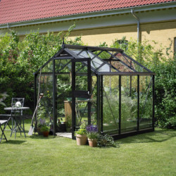 Serre de jardin 5m² anthracite en verre trempé Compact New - Juliana