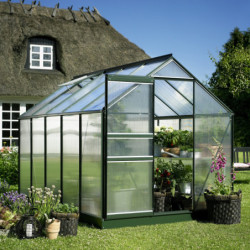 Serre de jardin 6,2m² verte en polycarbonate 4mm Popular - Halls
