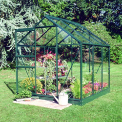 Serre de jardin 3,8 m² verte en verre horticole Popular - Halls