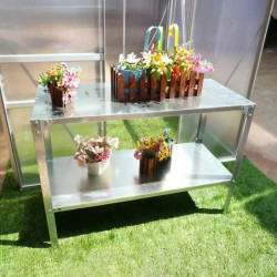 Table de préparation 2 niveaux pour serre de jardin