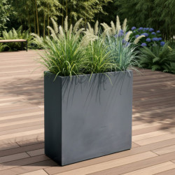 Bac à plantes en fibre de terre 60x25xH.72cm gris plomb