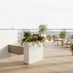 Bac à plantes en fibre de terre 60x25xH.72cm blanc - Megacollections